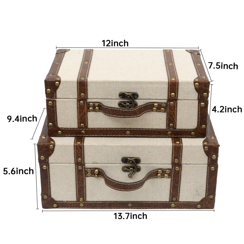 Winston Porter Vintage Suitcase Linen Fabric Covered Decorative
